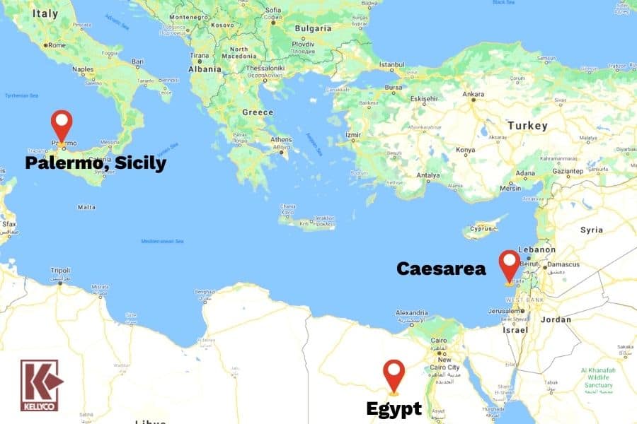 Map of Caesarea Gold Treasure