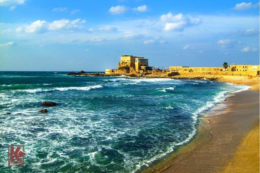 Mediterranean Beach in Caesarea, Israel
