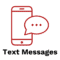 Image of cell phone and words "text messages" on white background